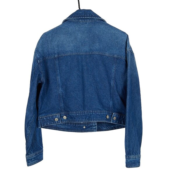 Free People Denim Jacket Now or Never Dark Wash Cropped Women's Small - Picture 6 of 7